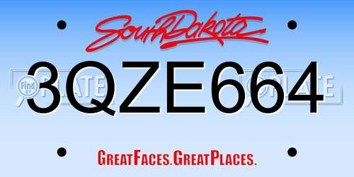 3QZE664 South Dakota License Plate