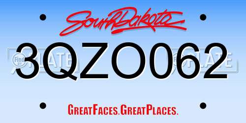 3QZO062 South Dakota License Plate