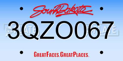 3QZO067 South Dakota License Plate