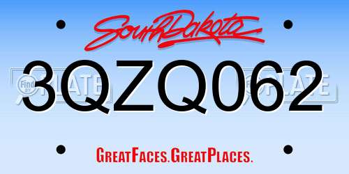 3QZQ062 South Dakota License Plate
