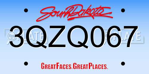 3QZQ067 South Dakota License Plate