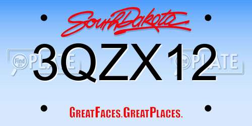 3QZX12 South Dakota License Plate