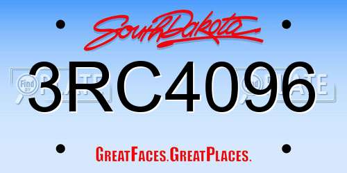 3RC4096 South Dakota License Plate