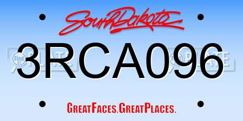 3RCA096 South Dakota License Plate