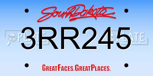 3RR245 South Dakota License Plate