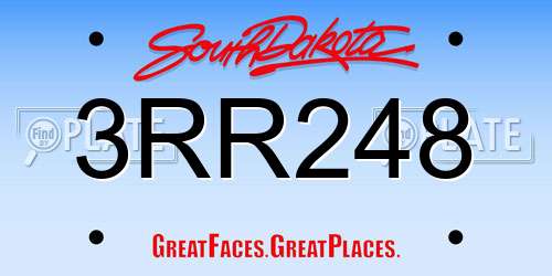3RR248 South Dakota License Plate