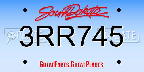 3RR745 South Dakota License Plate