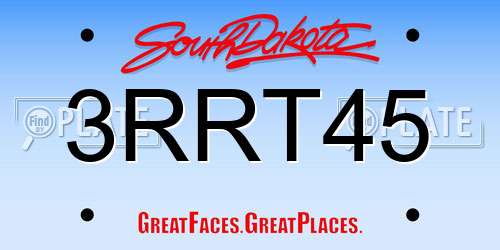 3RRT45 South Dakota License Plate