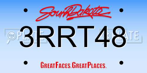 3RRT48 South Dakota License Plate