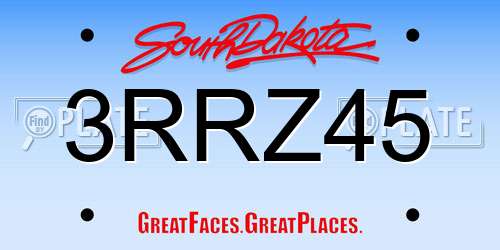 3RRZ45 South Dakota License Plate
