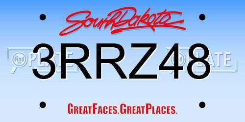 3RRZ48 South Dakota License Plate