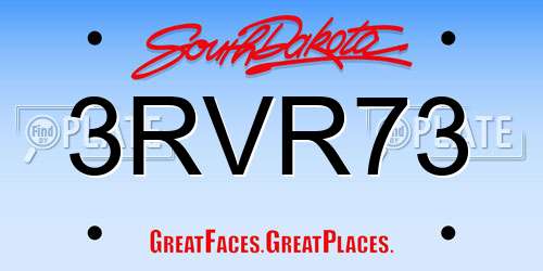 3RVR73 South Dakota License Plate