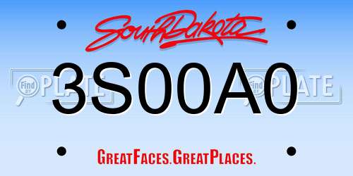 3S00A0 South Dakota License Plate