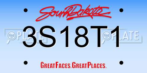 3S18T1 South Dakota License Plate