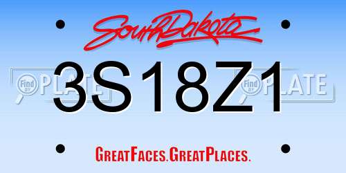 3S18Z1 South Dakota License Plate