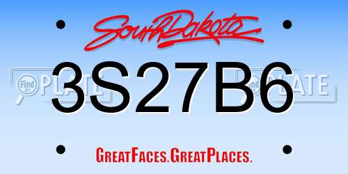 3S27B6 South Dakota License Plate
