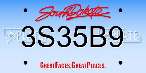 3S35B9 South Dakota License Plate
