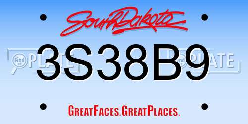3S38B9 South Dakota License Plate