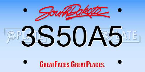 3S50A5 South Dakota License Plate