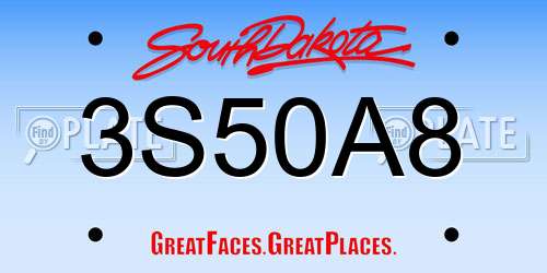 3S50A8 South Dakota License Plate