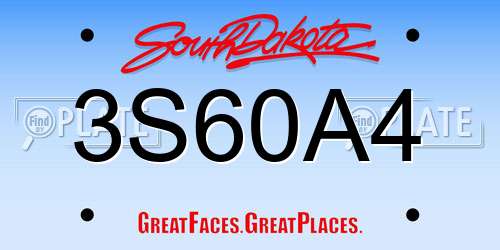 3S60A4 South Dakota License Plate