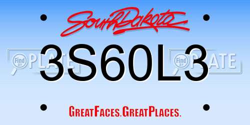 3S60L3 South Dakota License Plate