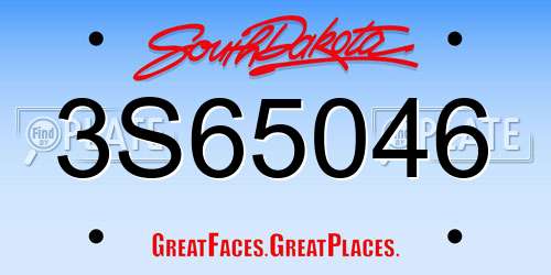 3S65046 South Dakota License Plate