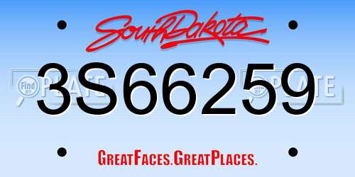 3S66259 South Dakota License Plate
