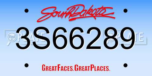 3S66289 South Dakota License Plate