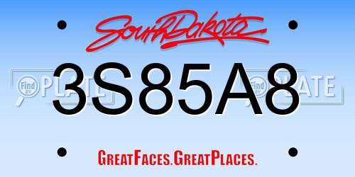 3S85A8 South Dakota License Plate