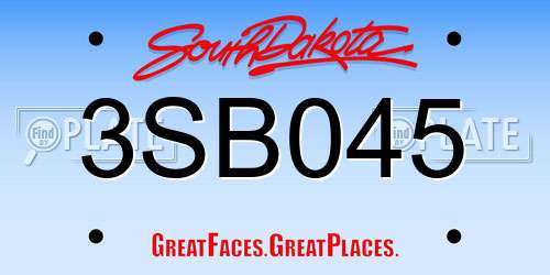 3SB045 South Dakota License Plate