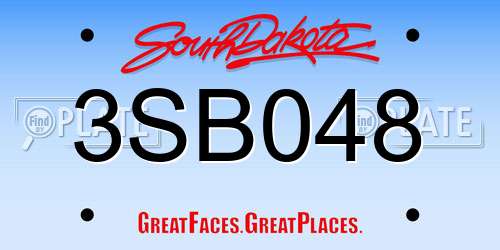 3SB048 South Dakota License Plate
