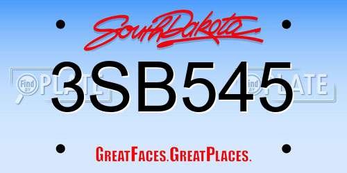 3SB545 South Dakota License Plate