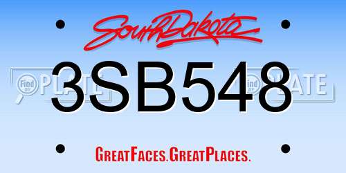 3SB548 South Dakota License Plate