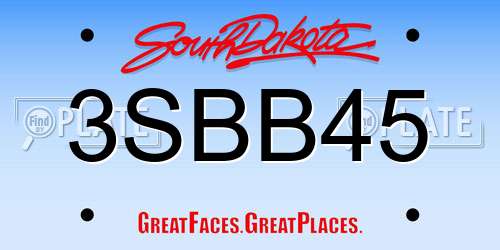 3SBB45 South Dakota License Plate