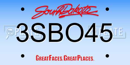 3SBO45 South Dakota License Plate