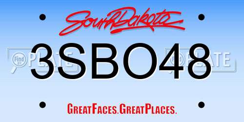 3SBO48 South Dakota License Plate
