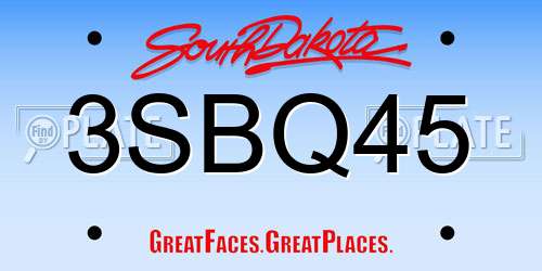 3SBQ45 South Dakota License Plate