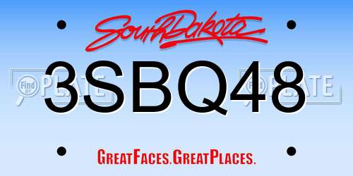 3SBQ48 South Dakota License Plate
