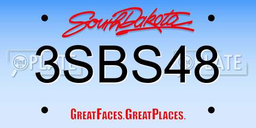 3SBS48 South Dakota License Plate