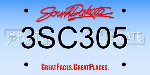 3SC305 South Dakota License Plate