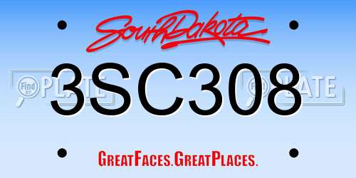 3SC308 South Dakota License Plate