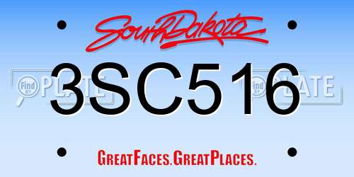 3SC516 South Dakota License Plate
