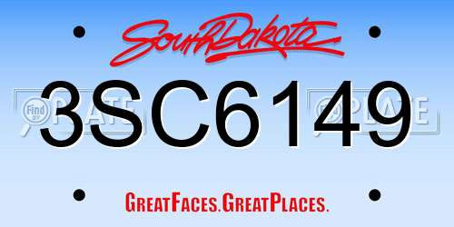 3SC6149 South Dakota License Plate