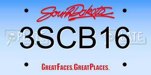 3SCB16 South Dakota License Plate