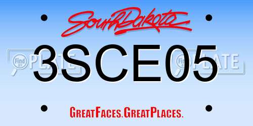 3SCE05 South Dakota License Plate