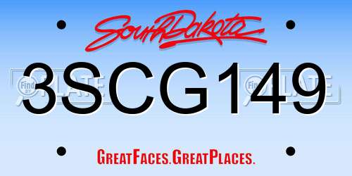 3SCG149 South Dakota License Plate