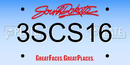 3SCS16 South Dakota License Plate