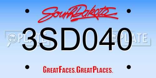 3SD040 South Dakota License Plate