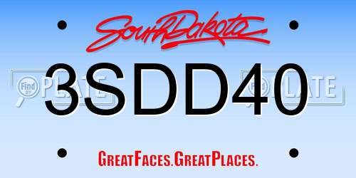 3SDD40 South Dakota License Plate